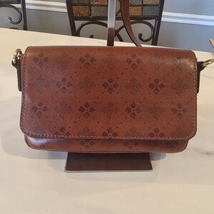Patricia Nash Tan Floral Crossbody Bag